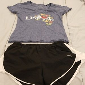Puma running shorts w/free shirt w/purchase